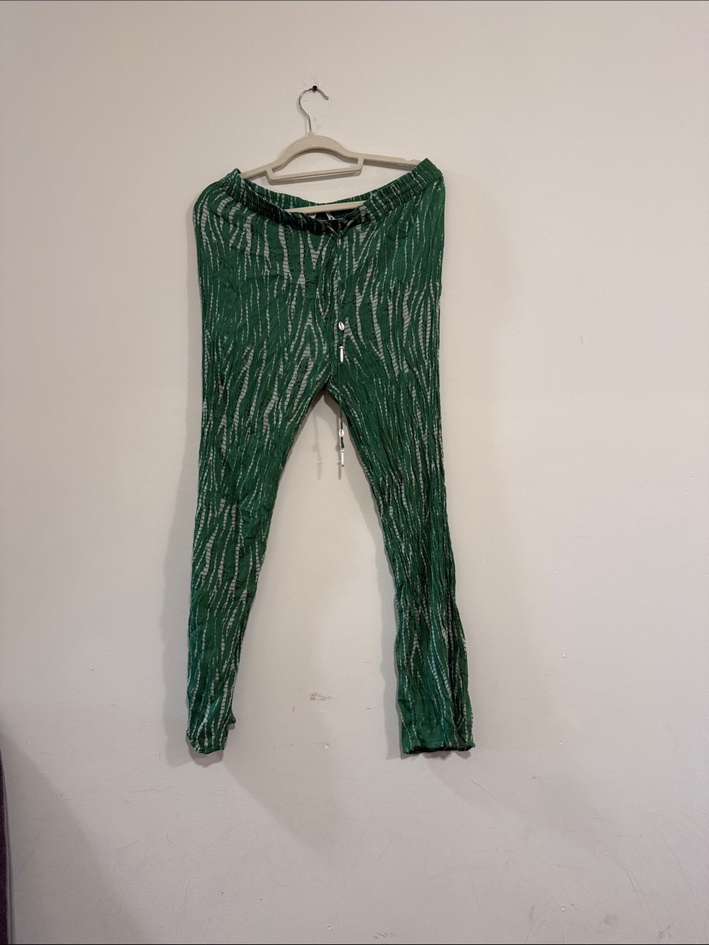 Zara Green Metallic Stripe Straight Leg Pants